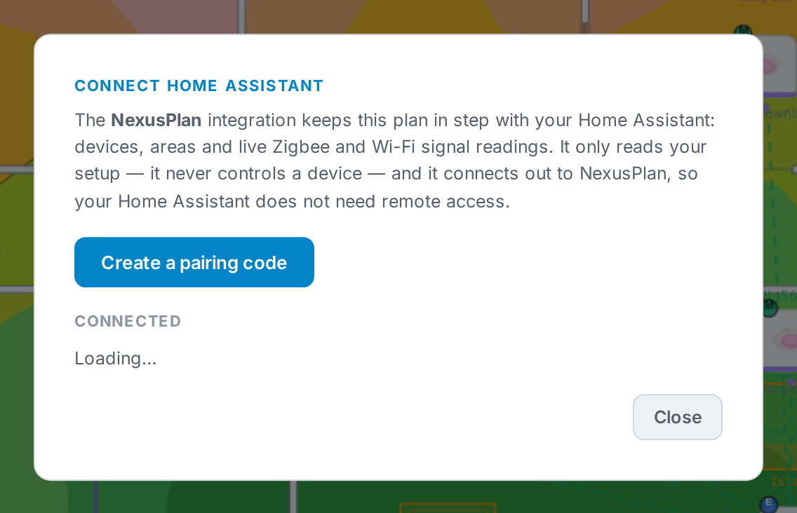 The Connect Home Assistant dialog.