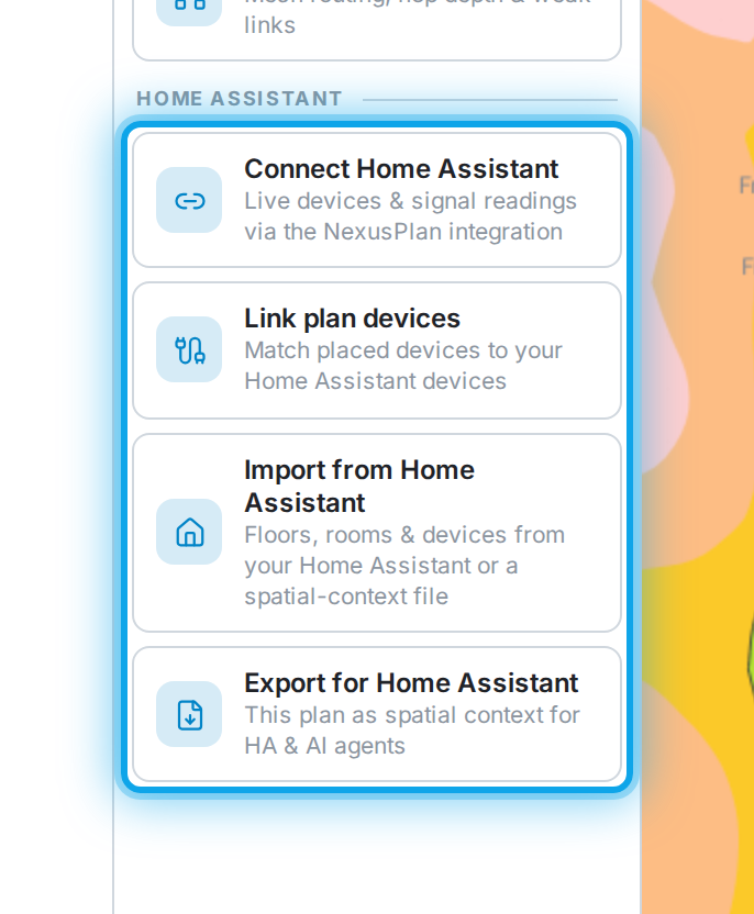The Home Assistant section of the Planners panel.