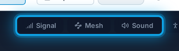 The 3D overlay toggles: Signal, Mesh and Sound.